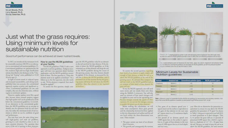 In our article about using MLSN in the January 2014 issue of *GCM Magazine* ([read article here](https://files.asianturfgrass.com/201401_woods_et_al_gcm_mlsn.pdf)), we emphasized the necessity of accounting for expected plant use when making fertilizer recommendations using MLSN.