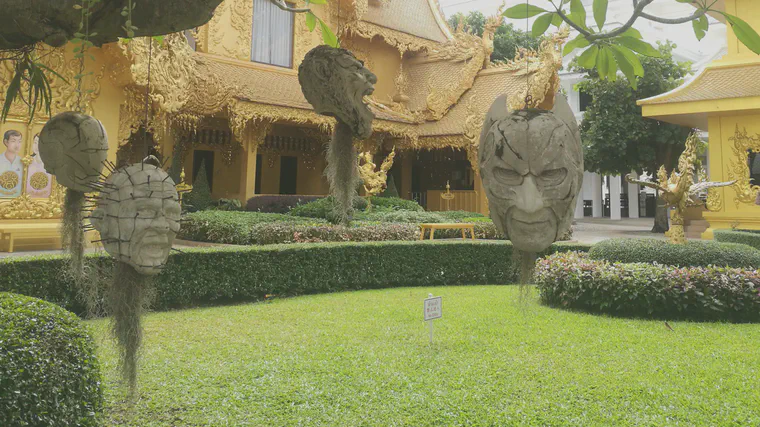 Tropical carpetgrass lawn at the White Temple in Chiang Rai, October