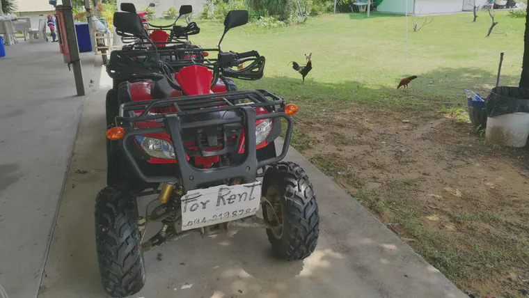 These all-terrain vehicles are staged near the first tee, ready for action.