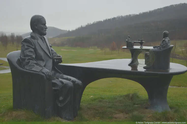 December: Sculpture on a golf course near Brno, Czech Republic