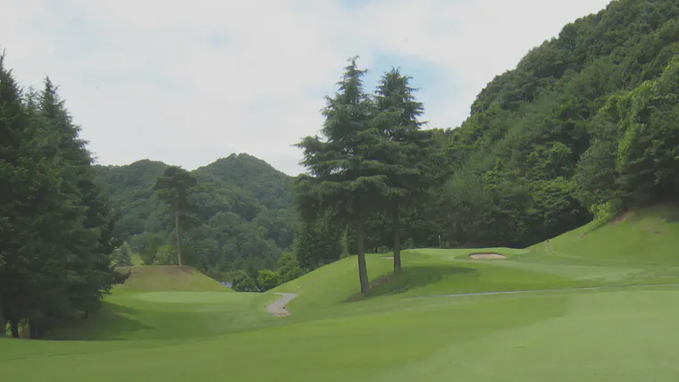 The two green system on a par 4 hole in Tochigi prefecture, Japan.