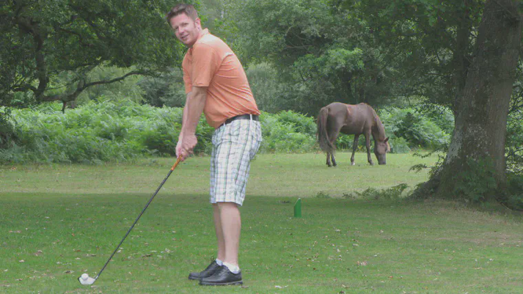 Teeing off at the New Forest Golf Club.