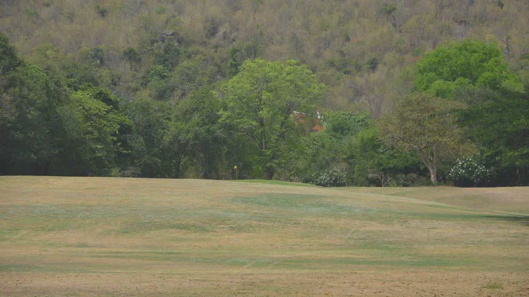 Ground contours at Royal Hua Hin GC, and a temple in the background