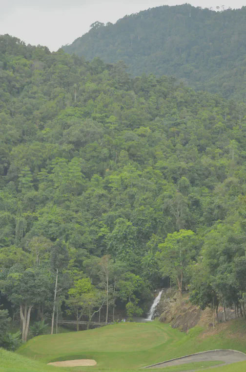 Waterfall in full flow on the sixth at Santiburi Samui, December