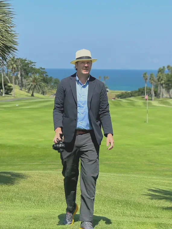 Checking conditions of bentgrass greens and zoysiagrass fairways and rough in early September in Fukuoka, Japan.
