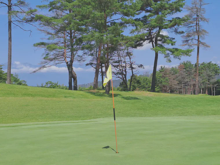 Snow is still visible in early July in Nagano prefecture's Northern Alps from the 27 hole Matsumoto Asama Country Club