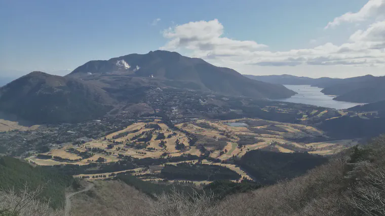 The many golf courses in Hakone, seen from above in December, have dormant zoysia that is relatively free of disease and weeds because of preventative and pre-emergent applications.