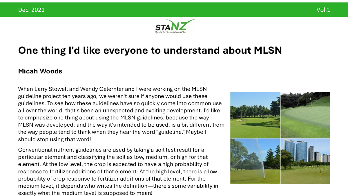 One thing I'd like everyone to understand about MLSN Asian Turfgrass
