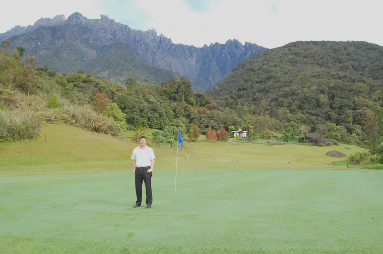 Creeping bentgrass greens at Mt. Kinabalu Golf Club (Malaysia) in February, 6 degrees north of the equator.