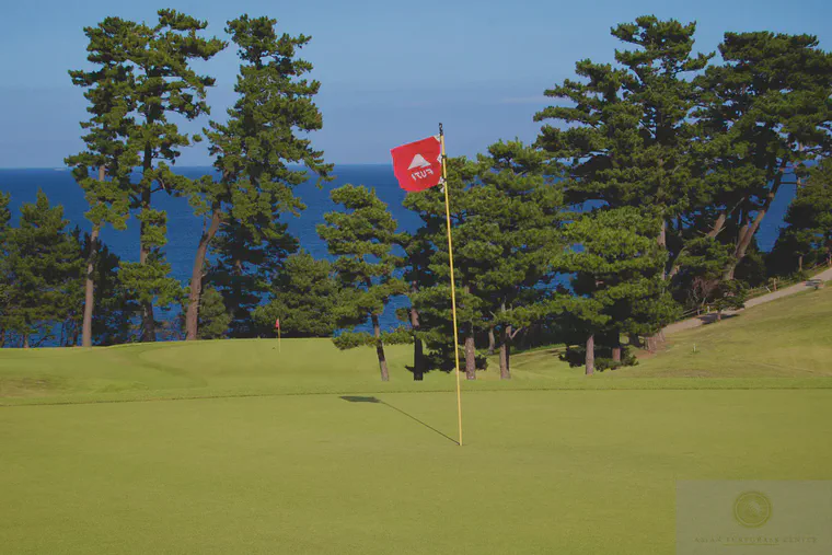 The 16th green at Kawana's Fuji course, with the 15th in the background.