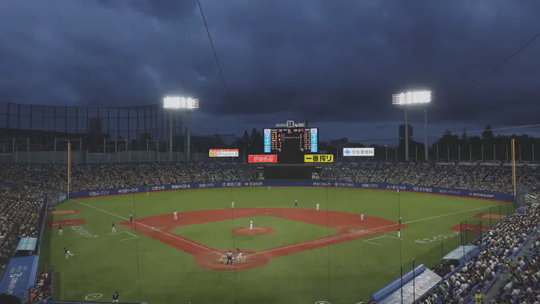 Low clouds on June 14, 2023 at Meiji Jingu Stadium.