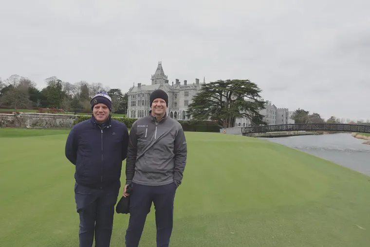 On the 18th green at Adare Manor.