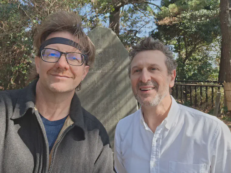 With Dr. Rossi at the monument to [Dr. Robert Koch](https://en.wikipedia.org/wiki/Robert_Koch) in Kamakura.
