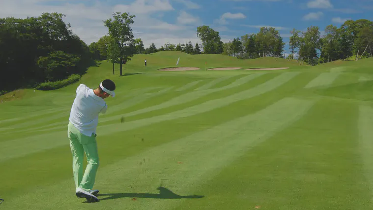 An approach shot at Hokkaido Golf Club in July.